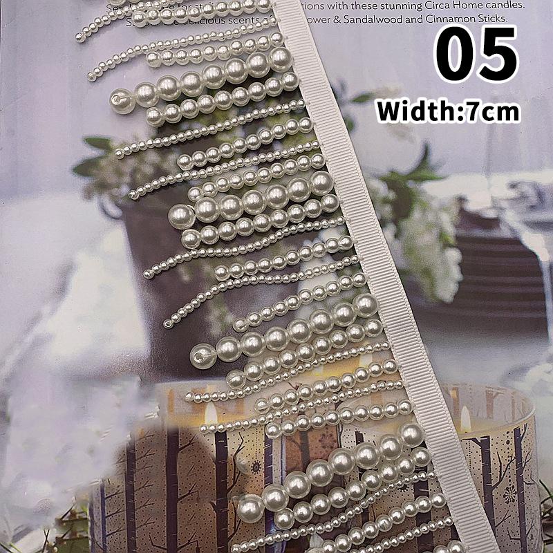 2 Yard Imitation Pearl Bead Pendant Tassel Fringe Lace Trim Diy Upholstery Wedding Dress Costume Edging Lace Ribbon Decor Carfts