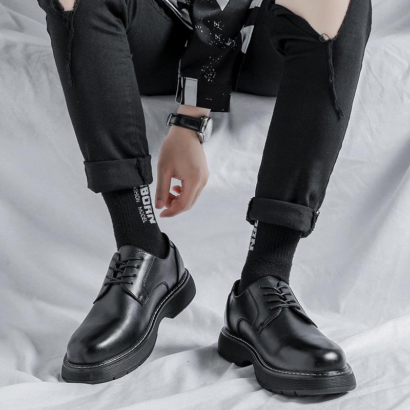 Small Leather Shoes Men'S British Trendy Business Dress Round Head Korean Version Big Head Low Top Martin Shoes 86235-R