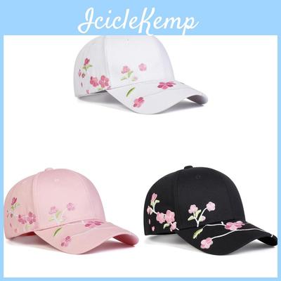 Spring Summer Cherry Blossom Baseball Cap With Embroidered Flowers And Sun Protection For Women