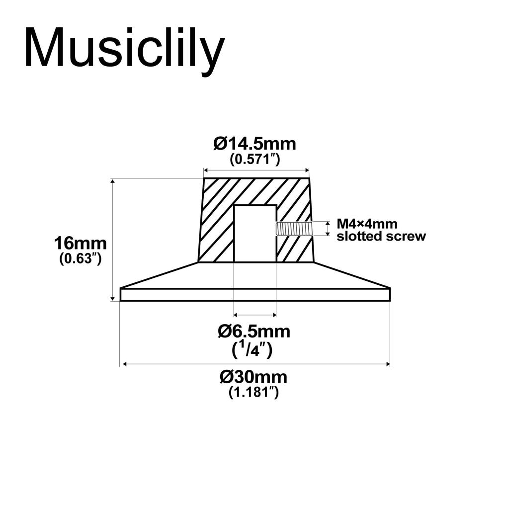 Musiclily Pro Imperial Guitar Hat Knob Set, 2-Tone, 2-Volume, Sombrero Knob Set, Black (Set of 4)
