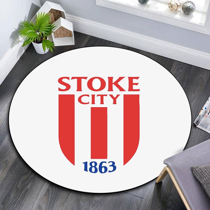 Stoke City FC Printed Round Rug, Non Slip Washable Circular Carpet For Living Room Bedroom Playroom, Sports Fan Decor, Holiday Birthday Gift 80cmx80cm