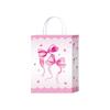 5PCS Sweet Pink Paper Gift Bags White Bow Handheld Design Pink Bow Theme Bow Themed Paper Material Candy Tote Bag Wedding Party