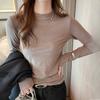 High-End Solid Color Long Sleeve Top for Women with Design Sense Suitable for Spring Autumn Winter Versatile Inner Wear Base Layer