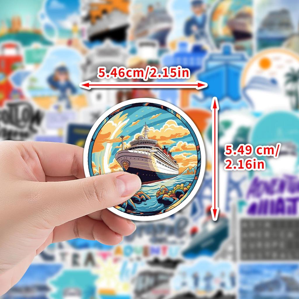 50 Sheet Pack: Waterproof Cruise Travel Graffiti Stickers for Water Bottles & Phones