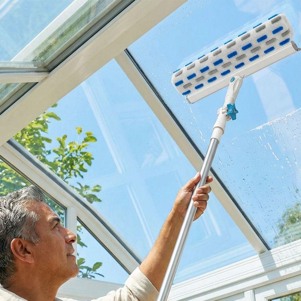 High-Rise Window Cleaning Tool Telescopic Adjustable Glass Wiper Professional Exterior Scrub Brush Household Glass