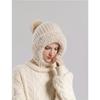 Women's Winter Hat Face Mask and Plush Earrings - Soft and Warm Full Face and Head Cover- Soft Fleece Lining Women's Winter Hat