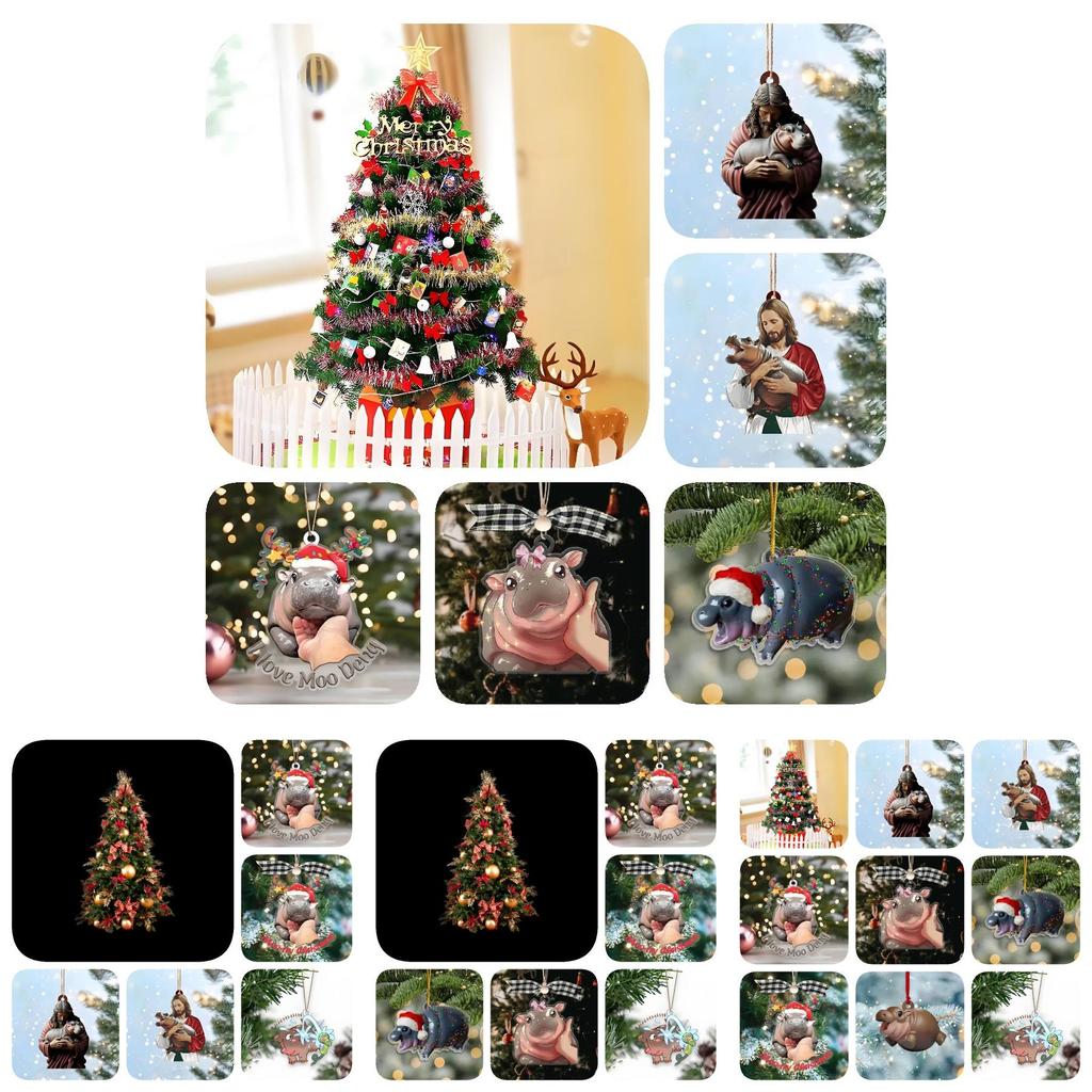 Charmantes Muh Muh Nilpferd Weihnachtsgeschenk Und Niedliche Baumdekoration Für Festliche Stimmung