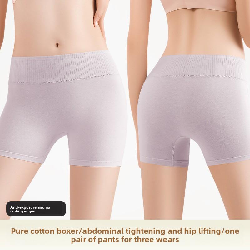 Women's Summer Cotton Anti Light Anti Wear Leg Mid Waist Safety Briefs