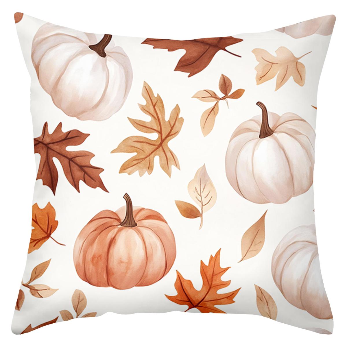 

2D flat printing Autumn Pumpkins And Leaves Pattern Throw Pillows Polyester pillowcase, sofa decorative cushion cov 45x45cm