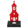 Merry Christmas Charming Church Decorative Tea Light Candle Holder (Wooden Red)| Christmas Decoration Items for Home Living Room Office