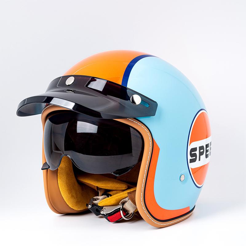 Three-quarters retro helmet motorcycle helmet motorcycle brigade equipped with cruise pedal motorcycle helmet 3/4 helmet visor h