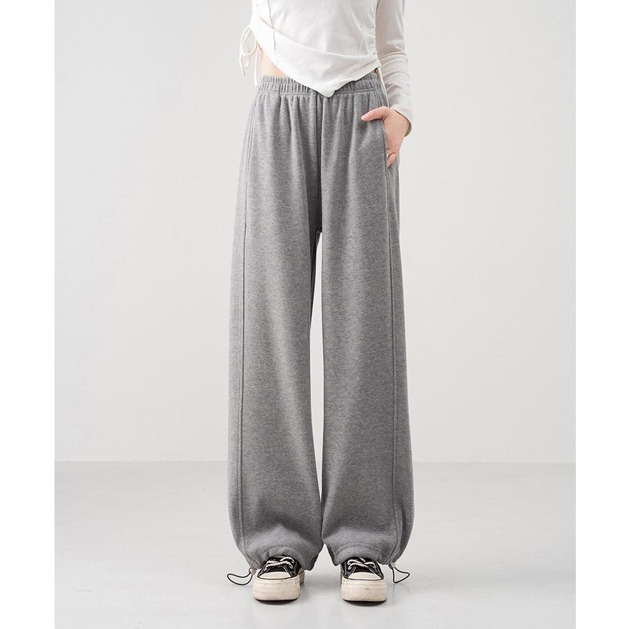 

Unisex Slimming Grey Fleece-Lined Cashmere Drawstring Pants Large