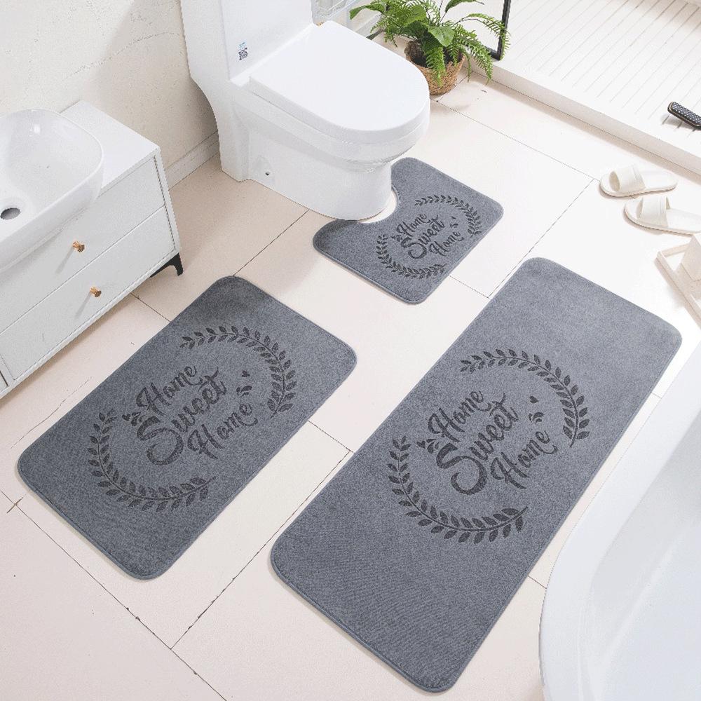 3D Carved Three-Dimensional Bathroom Floor Mat Toilet Three-Piece Non-Slip Absorbent Carpet