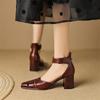 Fashion New Summer Sandals Genuine Leather Sandals Casual French Square Toe Hollow Out GLADIATOR Sandals High Heels Shoes for Women