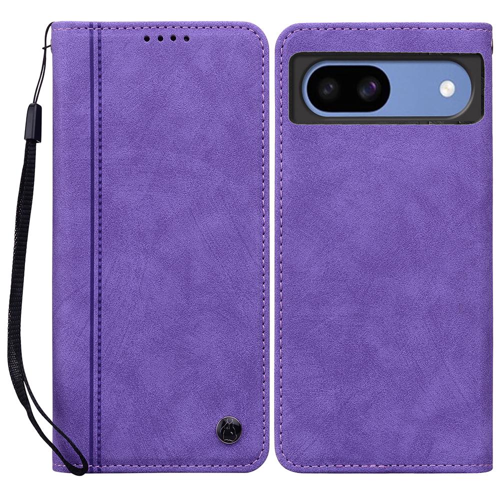 For Google Pixel 8a Case Lines Pattern Wallet Leather Phone Cover with Strap