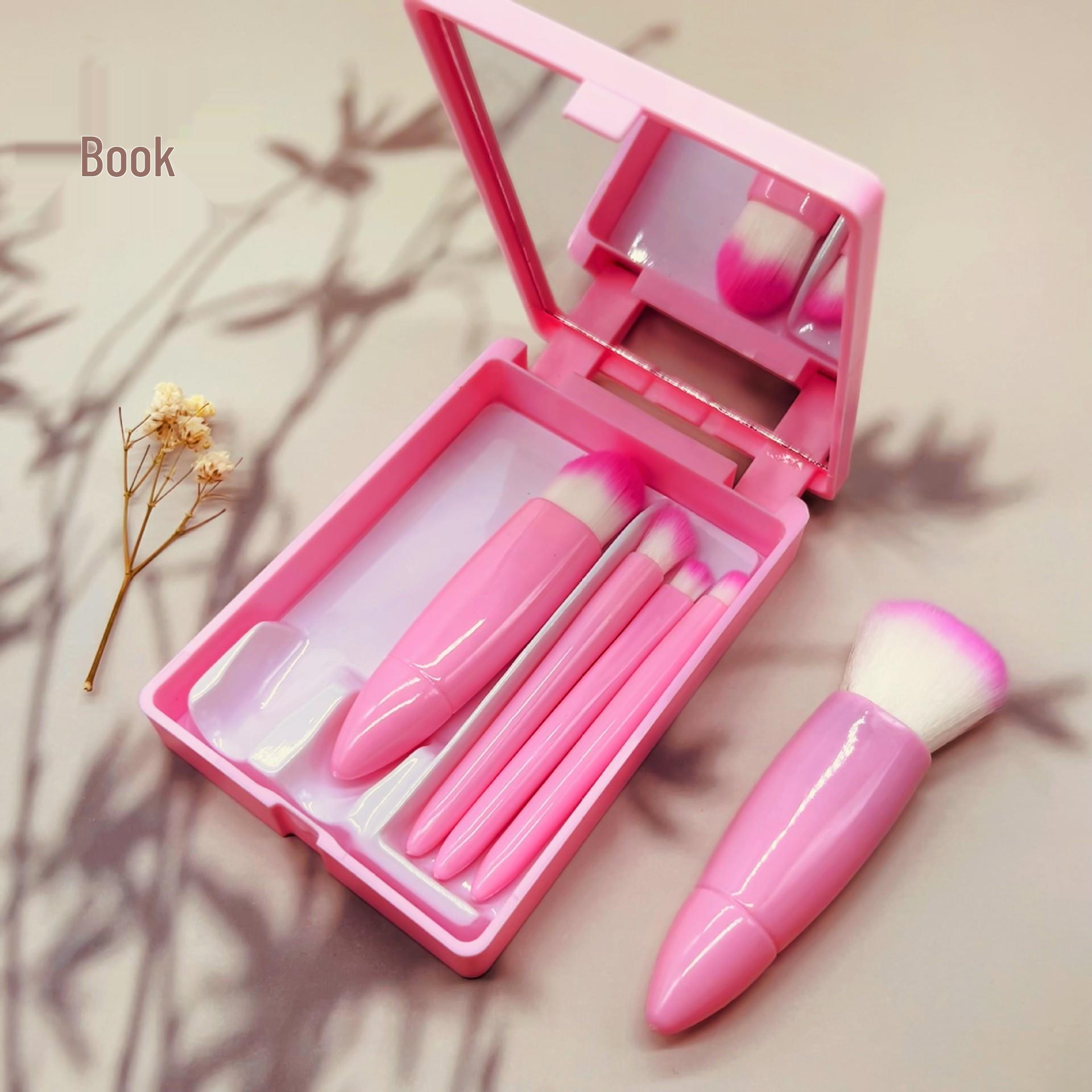 

Портативный мини-набор кистей для макияжа в коробке с зеркалом - 5 штук