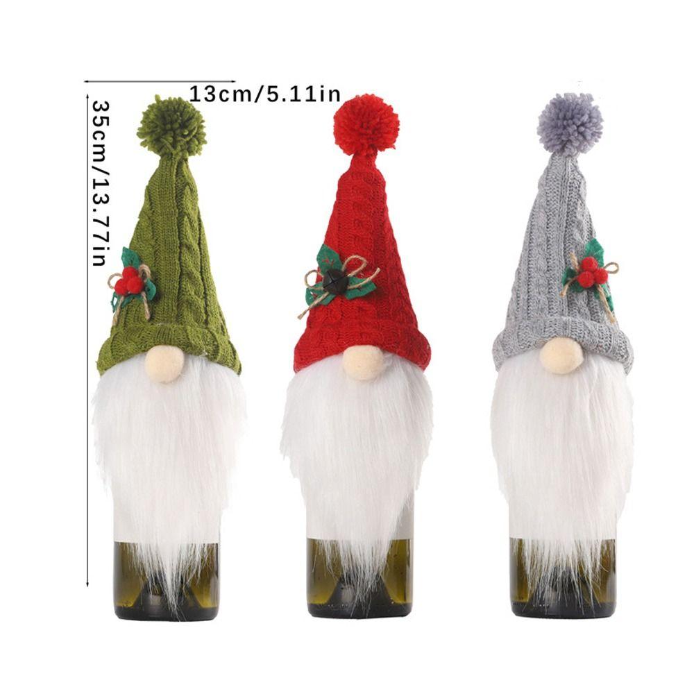 2pcs Cartoon Christmas Gift Wine Bottle Cover Knitted Exquisite Rudolf Faceless Bottle Bag Reusable Champagne Bottle Cover