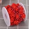 10mroll Rose Artificial Pearl Wire Beads Garland String DIY Wedding Decoration(red)