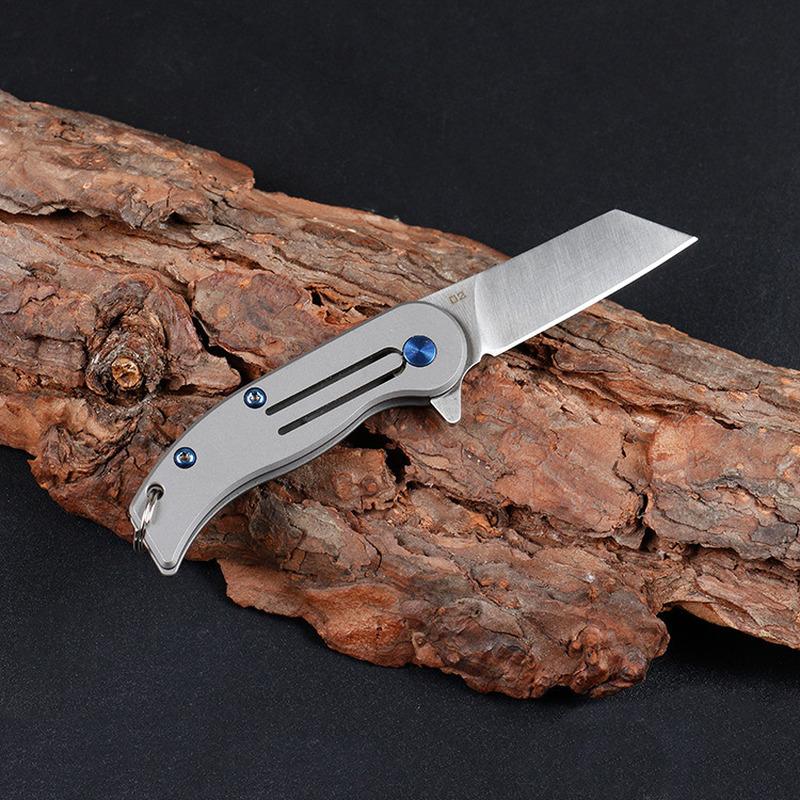 Damascus Steel Titanium Handle Keychain Mini EDC Portable Folding Pocket Knife Camping Survival