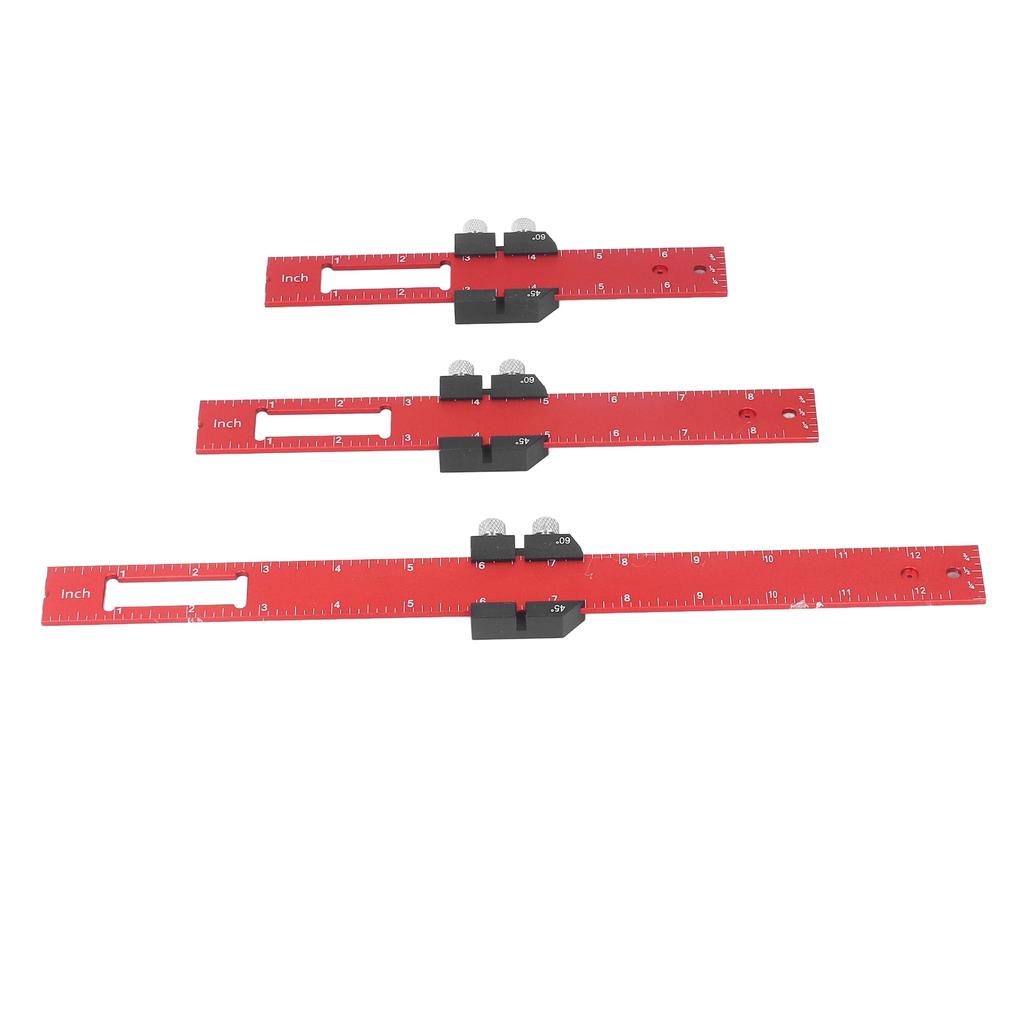 3Pcs Woodworking Ruler Set Accurate Metal Slide T Type Square Scribing Marking Measuring Tool