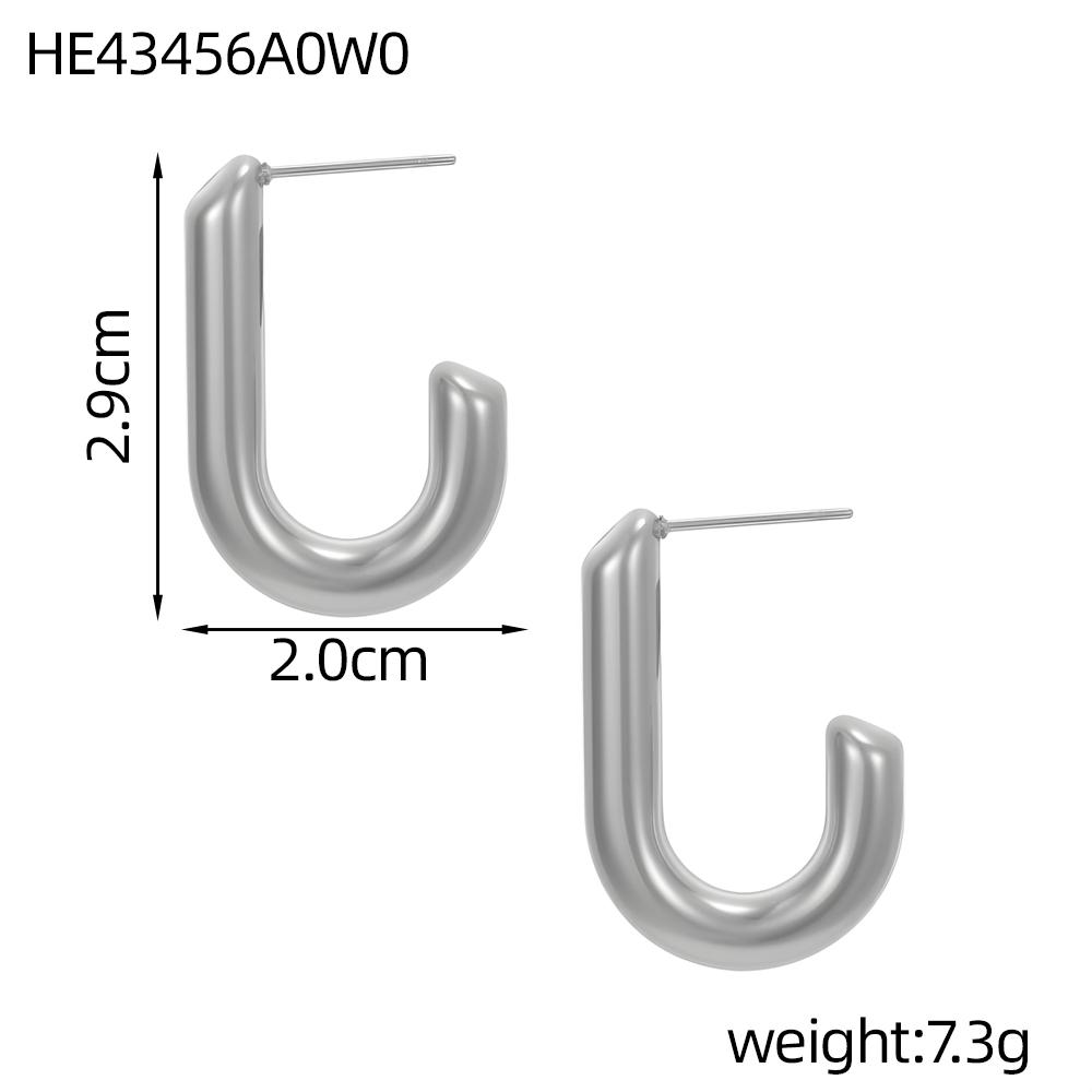 CARLIDANA Hypoallergenic Waterproof Minimalist Jewelry Stainless Steel Gold Plated Trendy U Shape Geometric Huggie Earrings