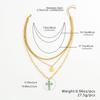 Cross Set Turquoise Pendant Round Card Women's Bohemian Style Golden Jewelry Gift Elegant Party Multi Layered Necklace