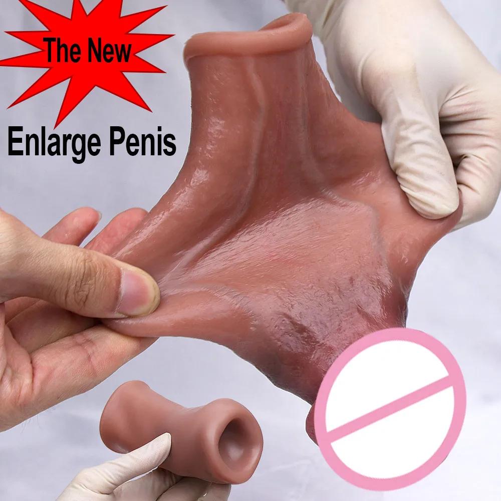 Men Penis Extender Sleeve Realistic Condom Delay Ejaculation Sex Toy for Men Adult Erotic Goods