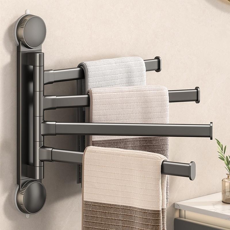 No Drill Suction cup Rotating multi-pole towel rack, bathroom bath towel storage hanger, bathroom corner towel hanger