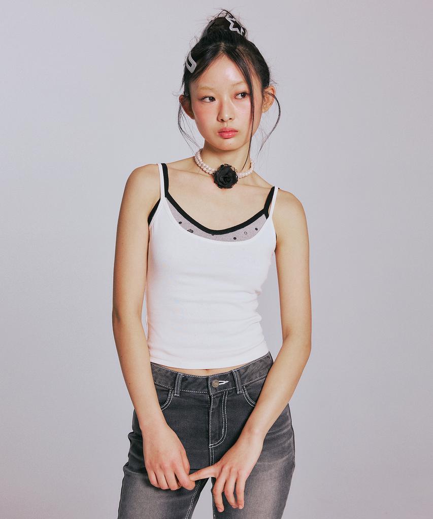 YOUHEE Label Detailed Sleeveless_White