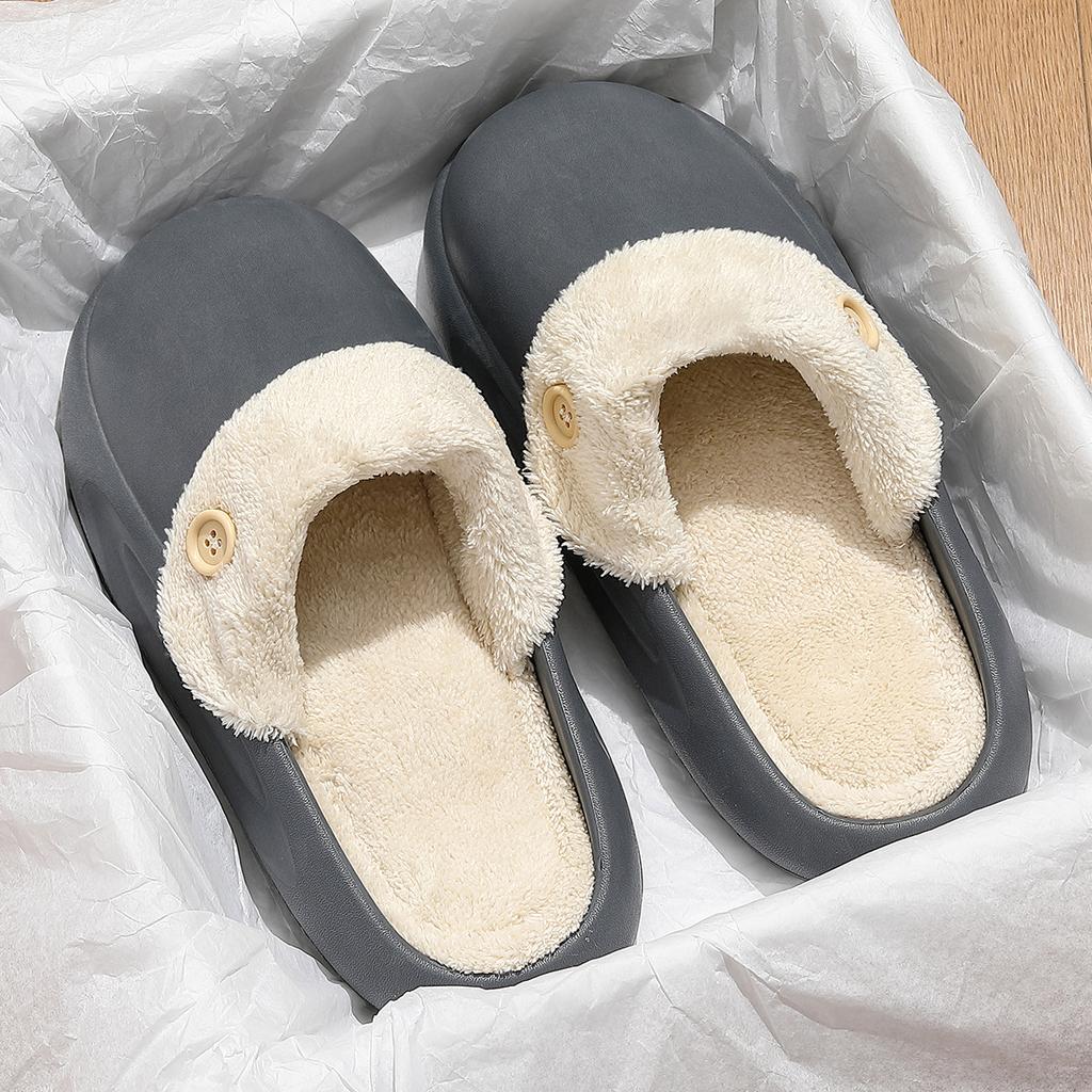 Pantoufles en coton amovibles et lavables automne et hiver nouvelles pantoufles d'intérieur en peluche imperméables et antidérapantes hiver