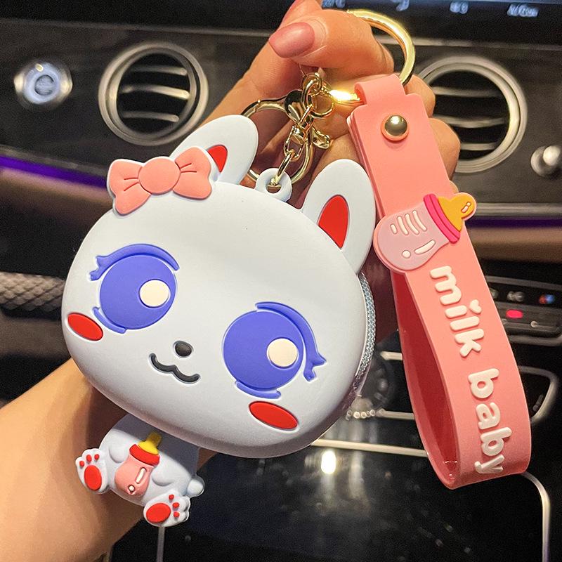 Silicone Bear Girl Coin Purse & Keychain Earphone Pouch