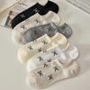 5 Pairs Women's Elegant Bow Short Socks - Breathable, Lightweight, Invisible Spring/Summer Casual Socks with Loose Cuff and Decorative Bow Design