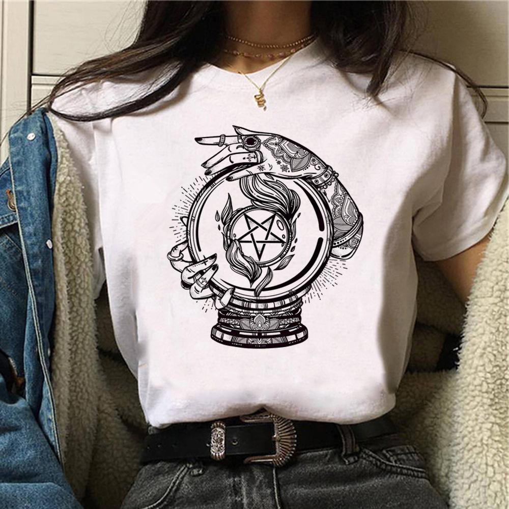 Witch Triple Moon Gothic Sun Top Women Harajuku T-shirts Girl Graphic Harajuku 2000s Clothing Graphic T Shirts Fashion  Y2K Top