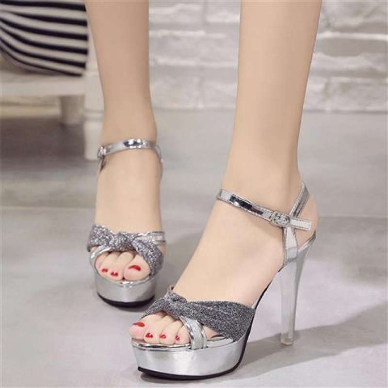 Super high sandals 2025 summer new Korean version thin fish mouth waterproof table high stiletto high heels sandals women's versatile