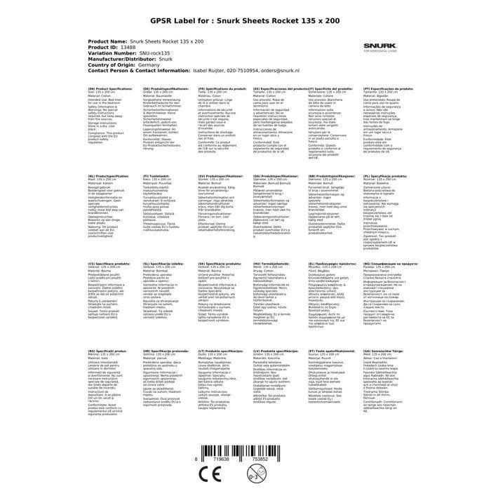 Snurk Parure de lit Fusée 135 x 200