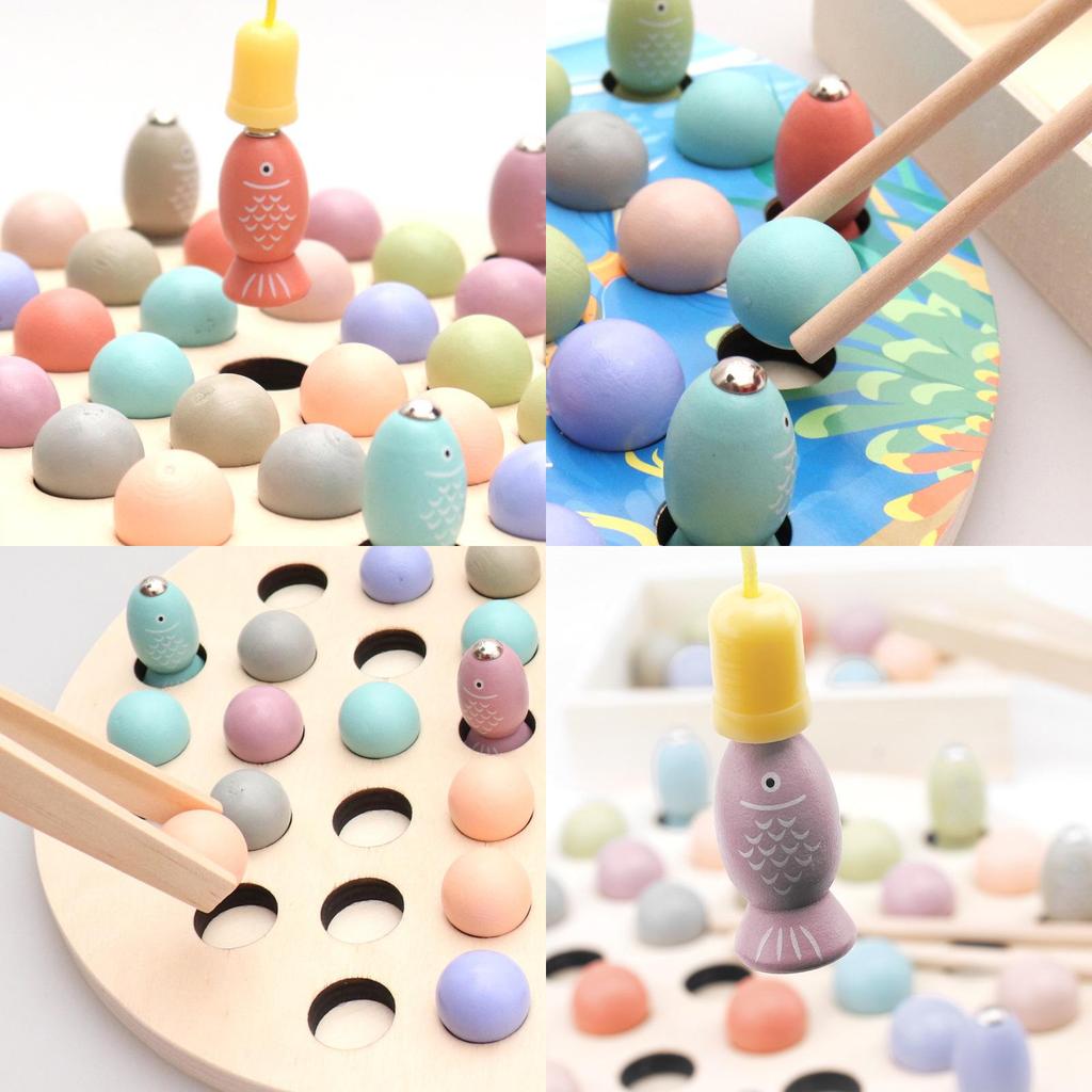 Magnetic Fishing Puzzle For Kids Ages 3 To 6 Wooden Educational Game For Focus And Skill Development