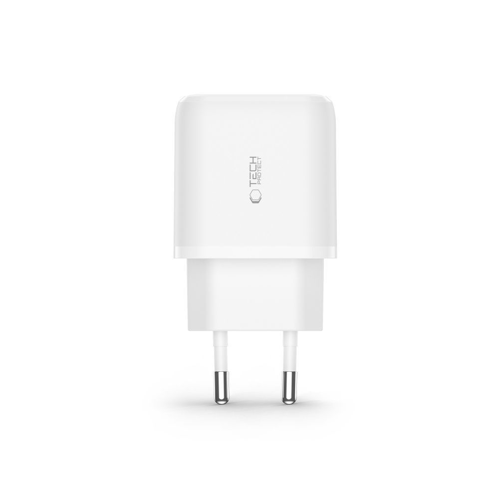 Tech-Protect C20W 2-Port Network Charger Pd20W/Qc3.0 + Type-C Cable White