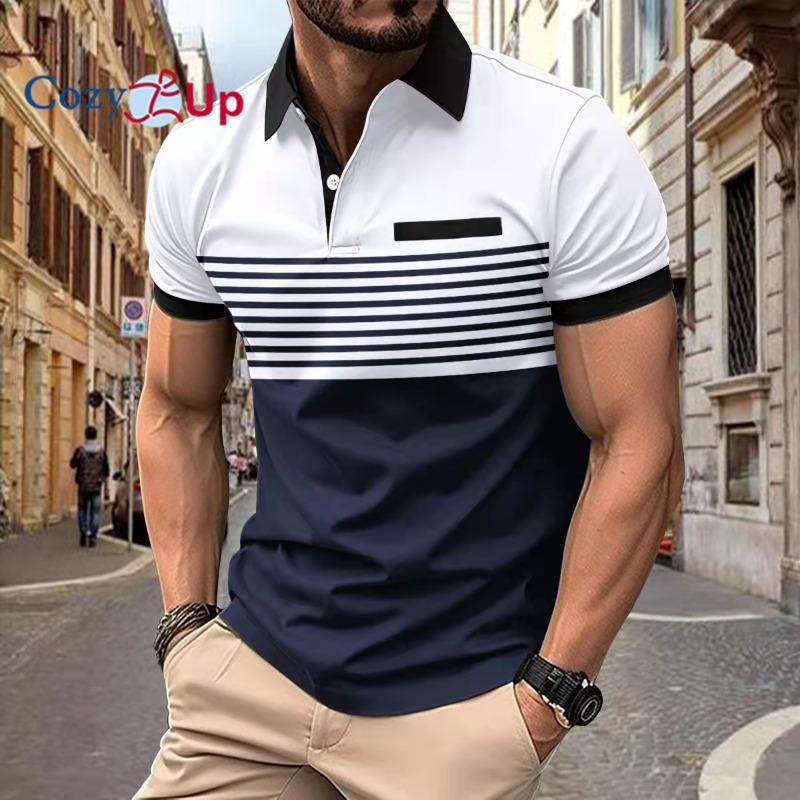 Cozy Up Poloskjorter for menn Kortermede Uformelle Polo T-skjorte Color Block Slim Fit Golfskjorter med lomme