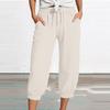 Women's Summer 3/4 Trousers  Summer Trousers With Pockets Causal Loose Trousers Fabric Trousers Sport Leisure Beach Trousers