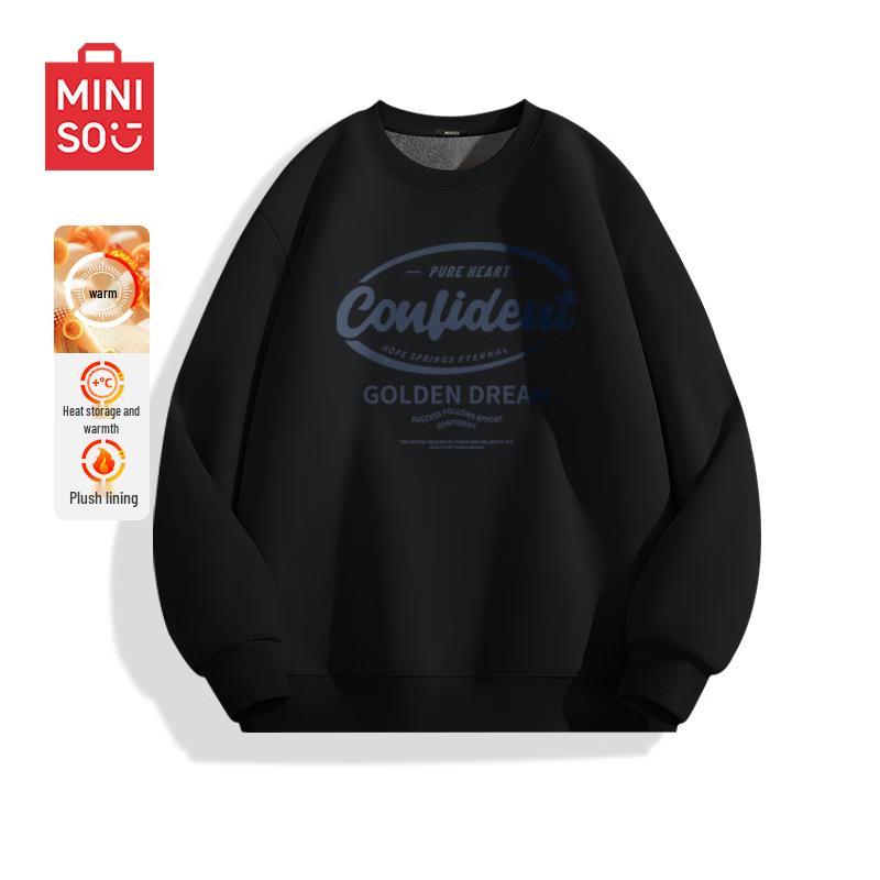 

MINISO Men s Retro Trendy Fleece Crewneck Sweatshirt 3XL