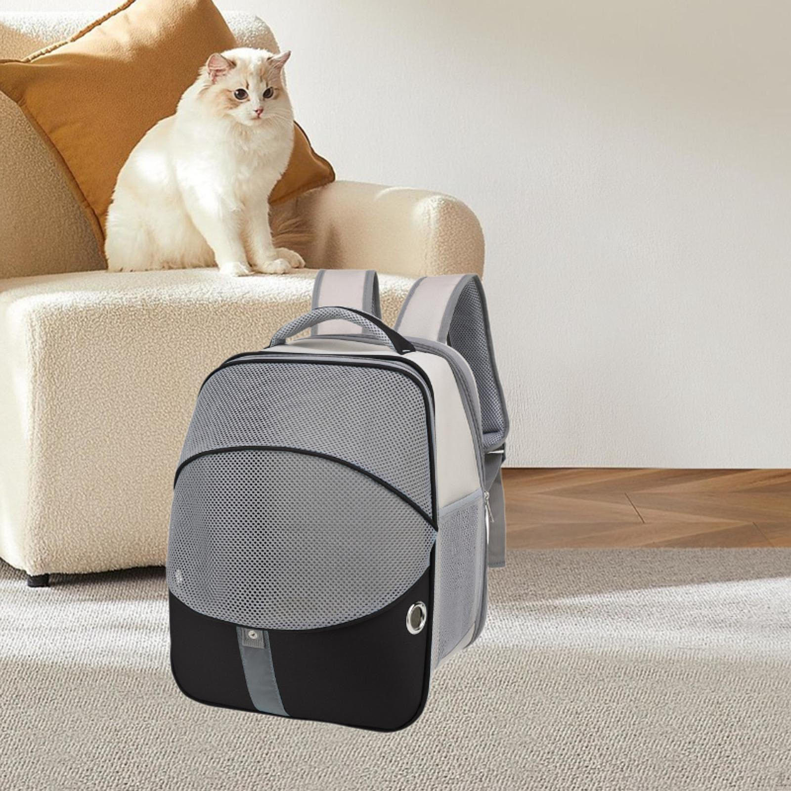 

Рюкзак-переноска для котів із регульованим плечовим ременем, дорожня сумка для домашніх тварин для активного відпочинку чорний