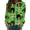 Halloween pattern pumpkin bat 3D printed women's Harajuku round neck long sleeved T-shirt