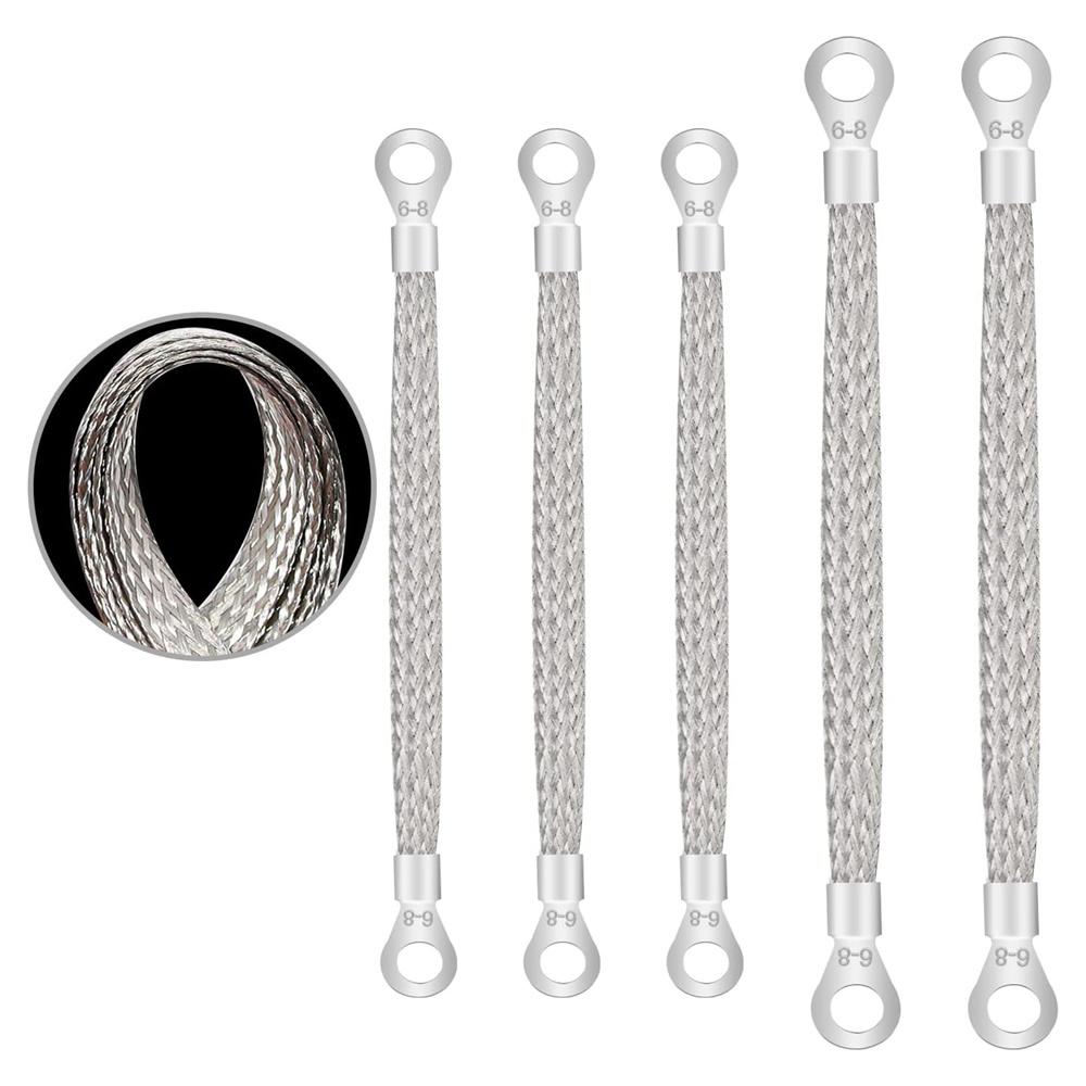 5× Universal Automotive Ground Strap Tinned Copper Car Engine Ground Strap Cable