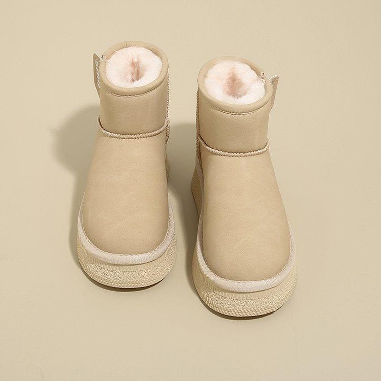 Cowhide Version~ Leather Thickened Snow Boots Women's 2025 Winter New Thick-soled Zipper Warm Casual Non-slip Cotton Boots
