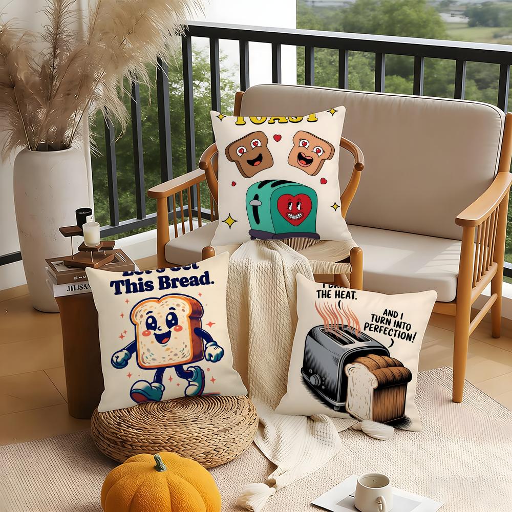 CreativeIdea Toast Cushion Cover Anti-Dust Mite Short Plush Pillowcase - Invisible Zipper Silky Soft Sofa Cushion Cover