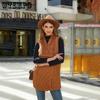 Autumn and Winter Women's Plush Splicing Cardigan Sleeveless Jacket Medium-length Vest