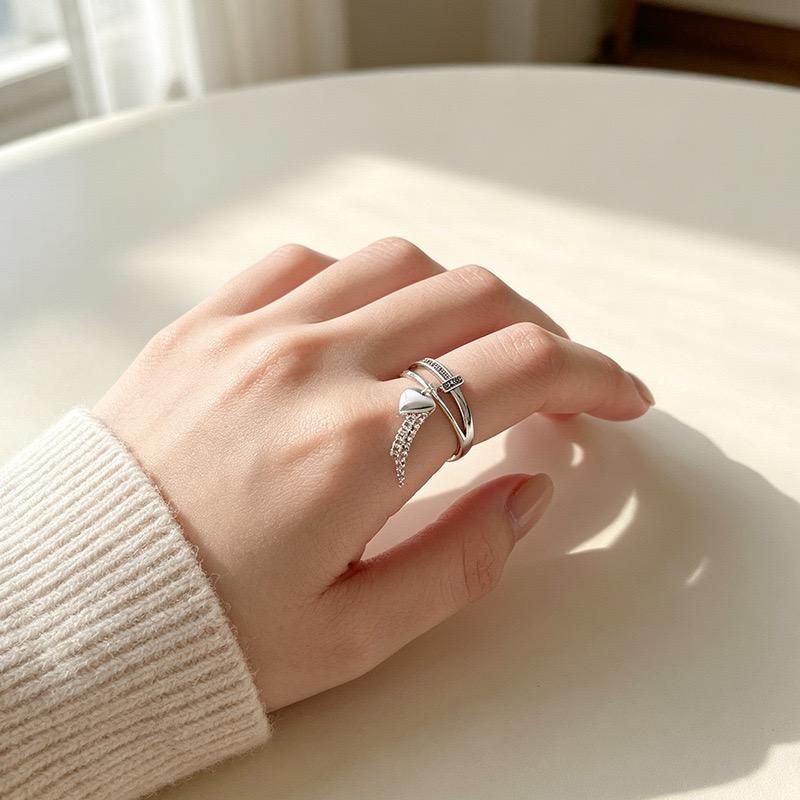 Xiaomi BF CLUB 925 Sterling Silver Ring For Women Jewelry Heart Tassel Retro Open Vintage Handmade Ring Allergy For Party Birthday Gift