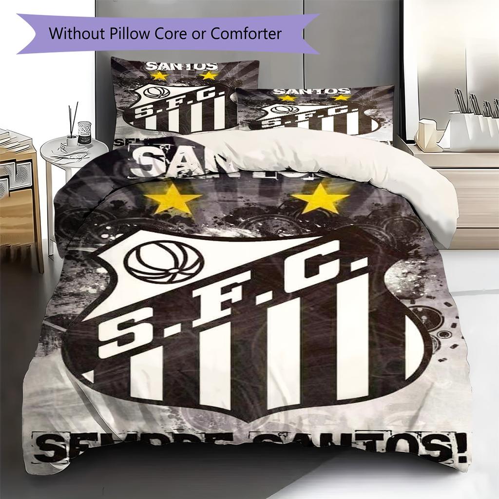 Santos FC Pattern Bedding Set Quilt Cover Pillowcase Home Decor Gift (1 * Duvet Cover + 2 * Pillowcase, Without Core)