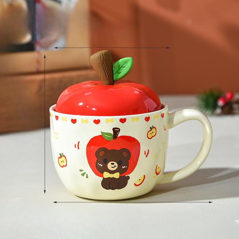

Рождественская кружка с яблоком, подарок на Рождественский сочельник для девушки, парня, креативная чашка, милая чашка для воды с крышкой, керамическая 420ml