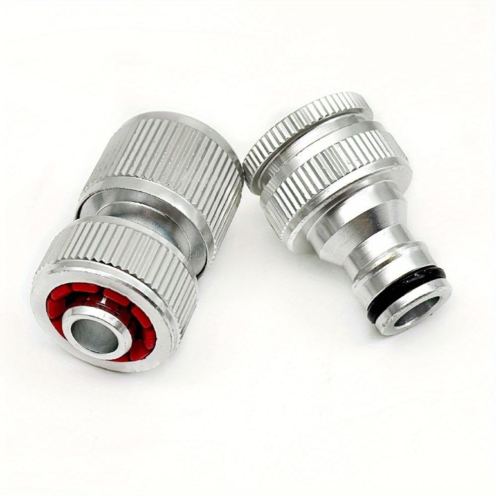 2Sets Garden Hose Aluminum Connector 1/2" Water Connector +1/2" To 3/4" Silvery Pacifier Connector Double-Mouth Internal Thread